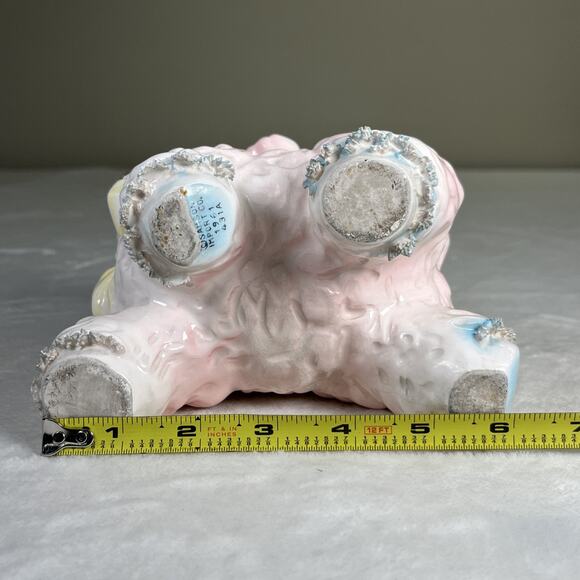 VTG Relpo Samson Import Co Spaghetti Ceramic Pink Lamb Planter 1961 #431A Japan - Picture 13 of 13